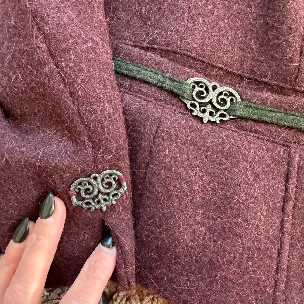 Julius Lang Burgundy Alpaca Wool Blazer Purple Victorian Size M 36 6 - Picture 4 of 12